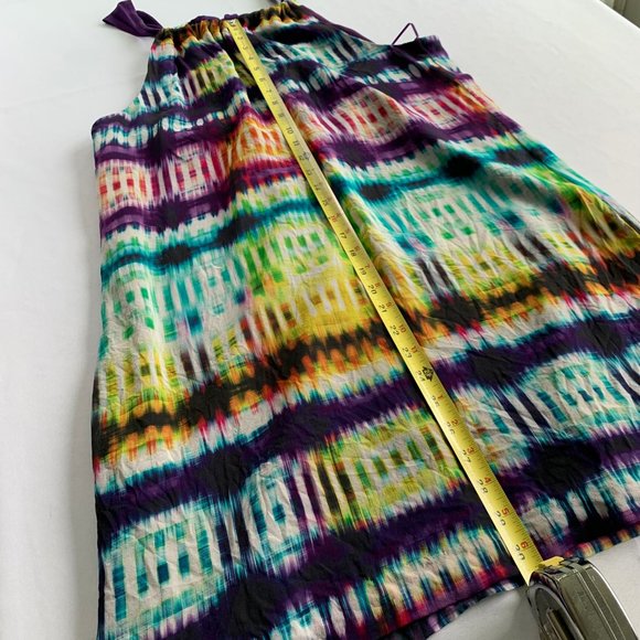 Trina Turk silk halter shift. Fully adjustable tie back. Fully lined. Multicolor - Picture 5 of 14